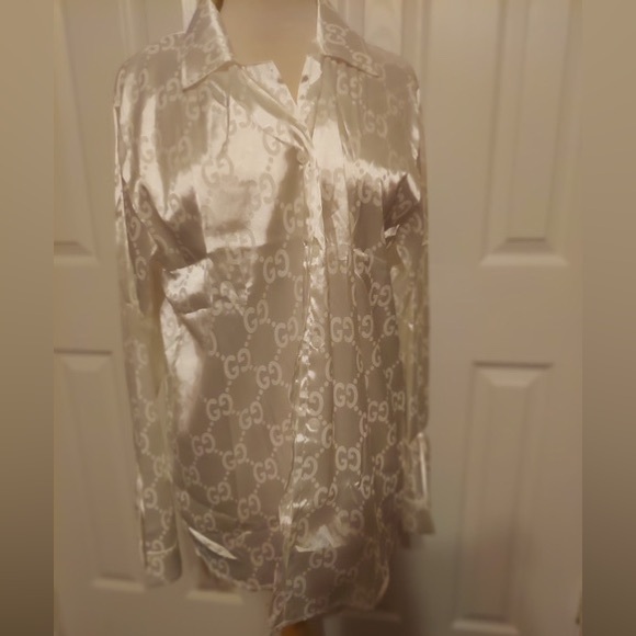 fashion Tops - Fashion White Satin Blouse